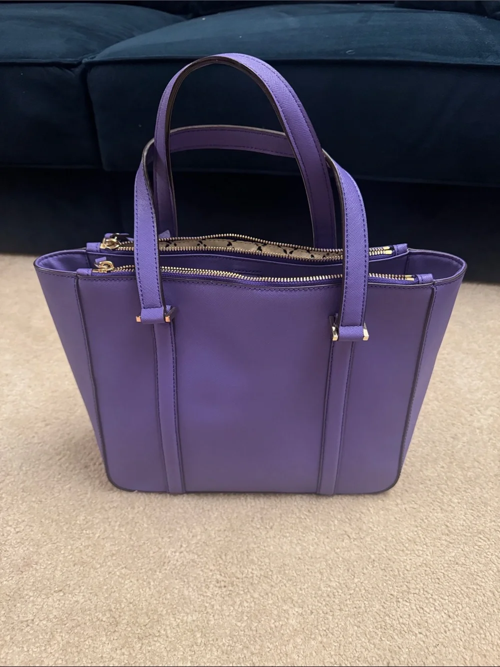 kate spade Purple Leather Tote with Gold Hardware